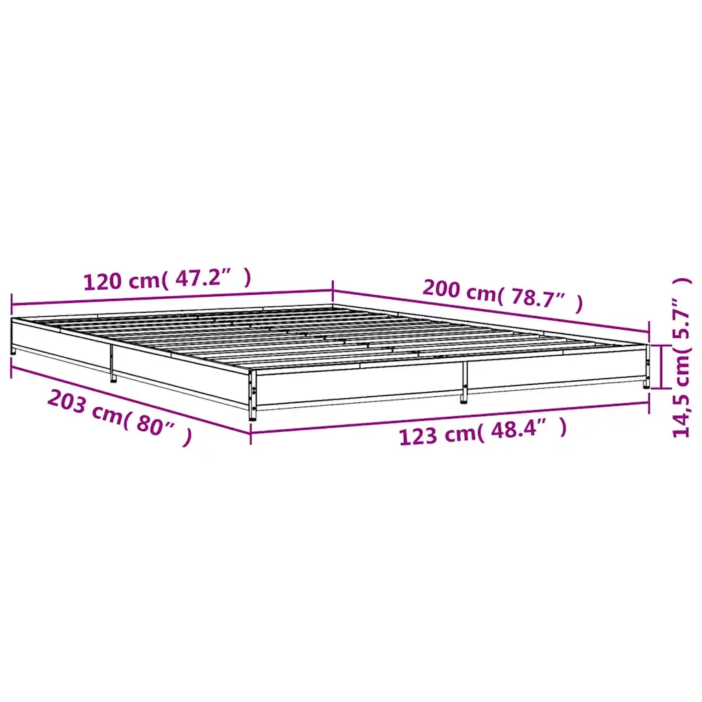 Giroletto-Struttura Letto Rovere Sonoma 120x200 cm in Legno Multistrato Metallo 151848