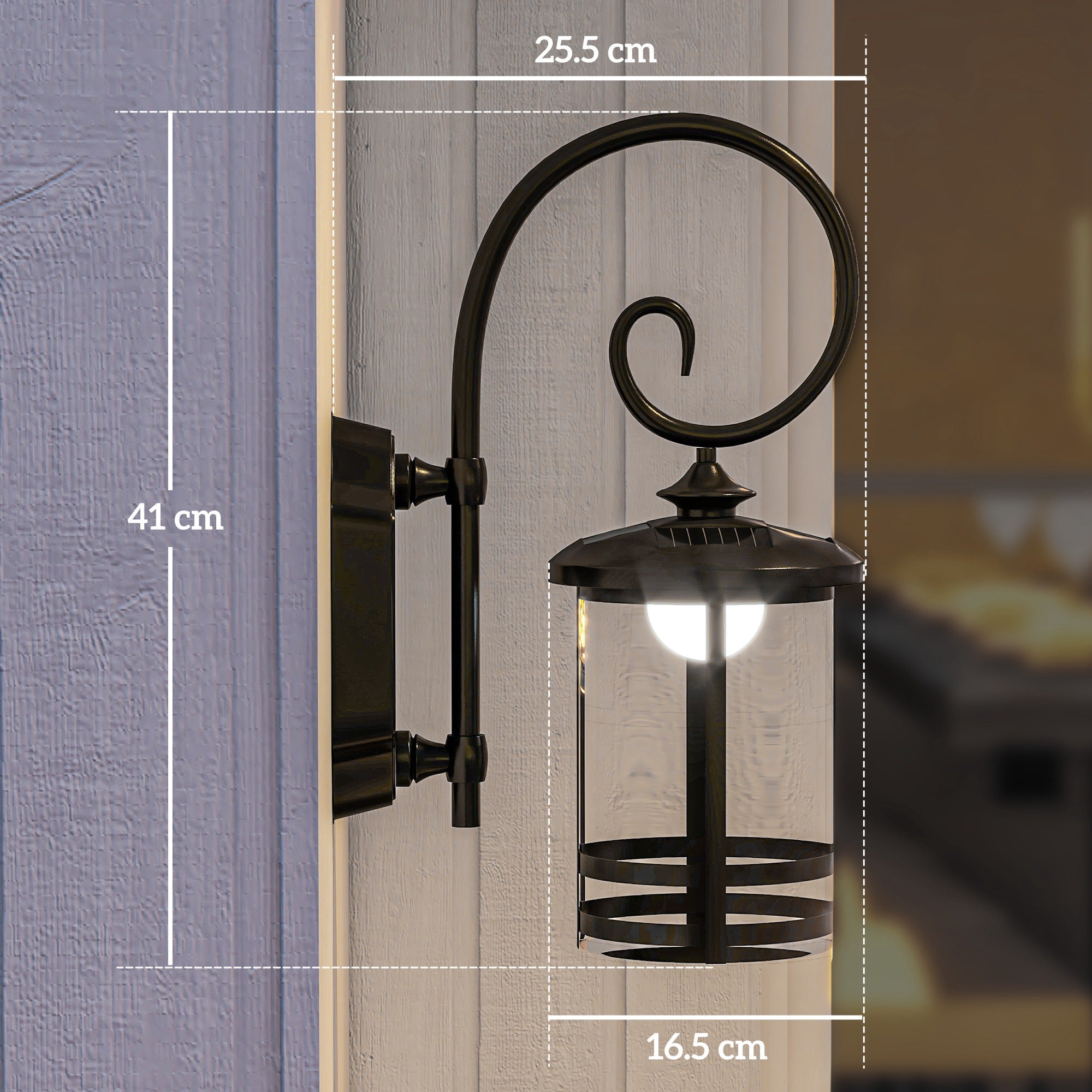 Lampada da Esterno con Pannello Solare 16,5x25,5x41 cm Impermeabile IP44 e Accensione Automatica Nero