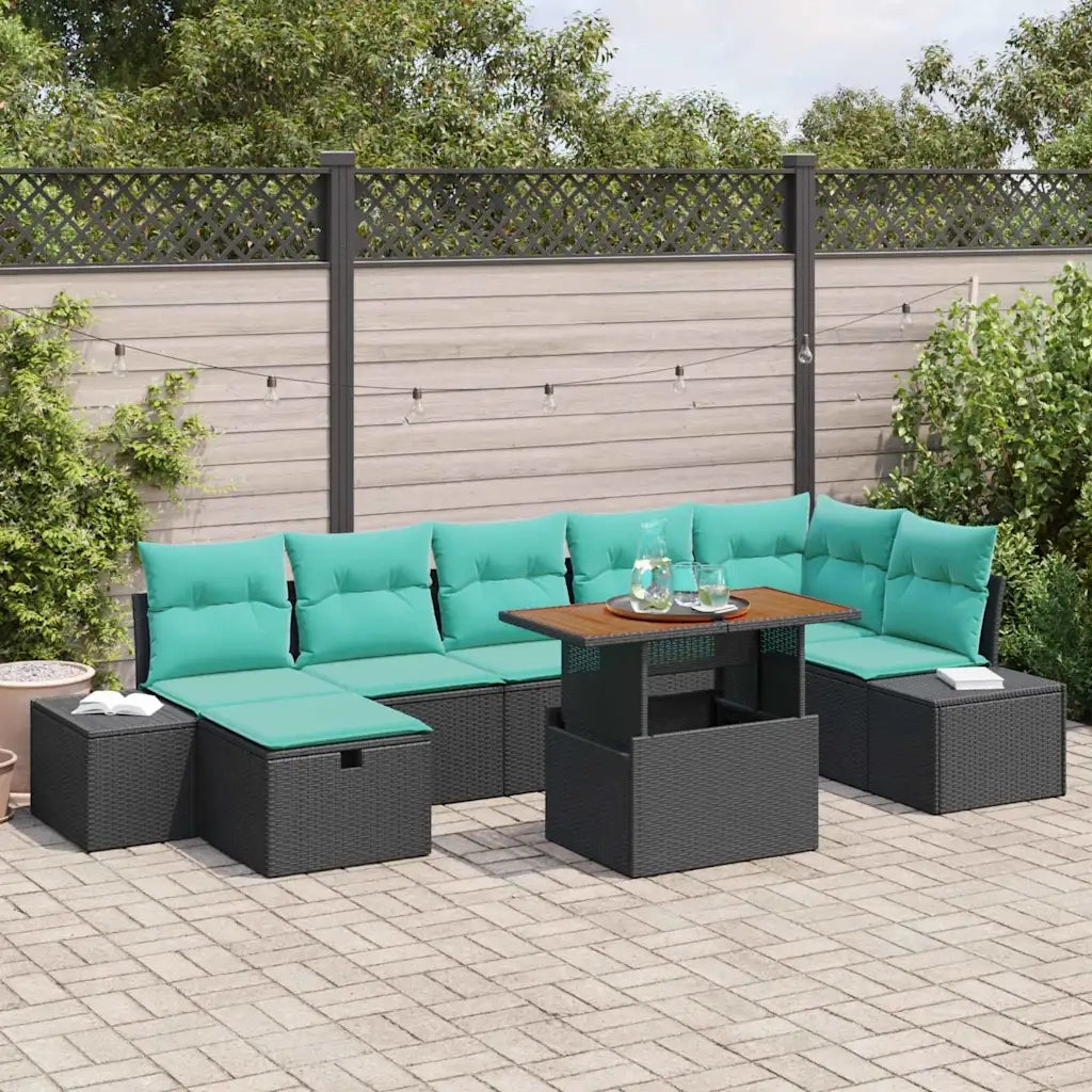Set Divano da Giardino 8 pz Nero polyrattan 3361396