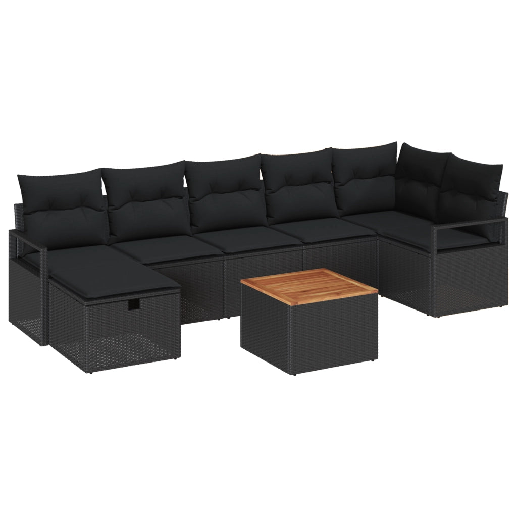 Set Divano Giardino 8 Pezzi con Cuscini - Rattan Polyrattan Nero