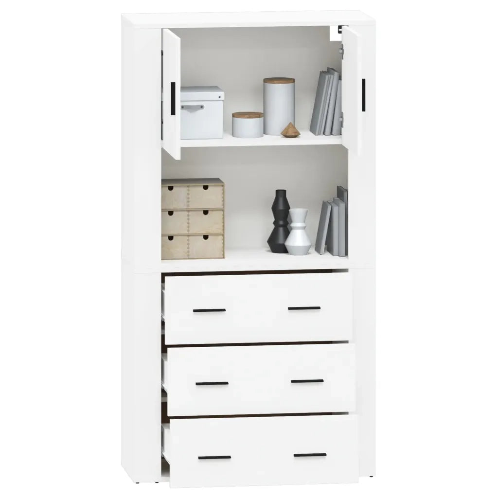 Credenza-Buffet-Armadio da cucina Bianca in Legno Multistrato 488799