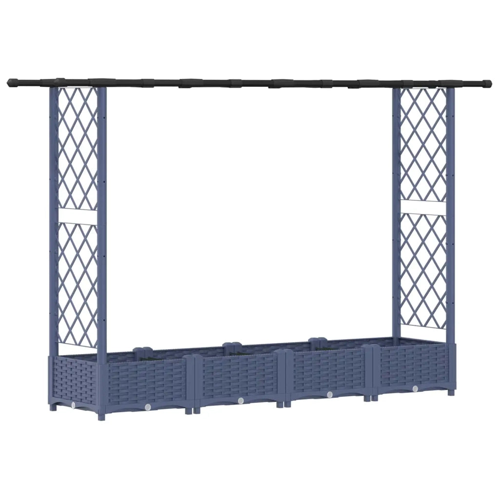 Letto Rialzato con Griglia e Tetto Grigio 203 x 40 x 123 cm PP 42032565