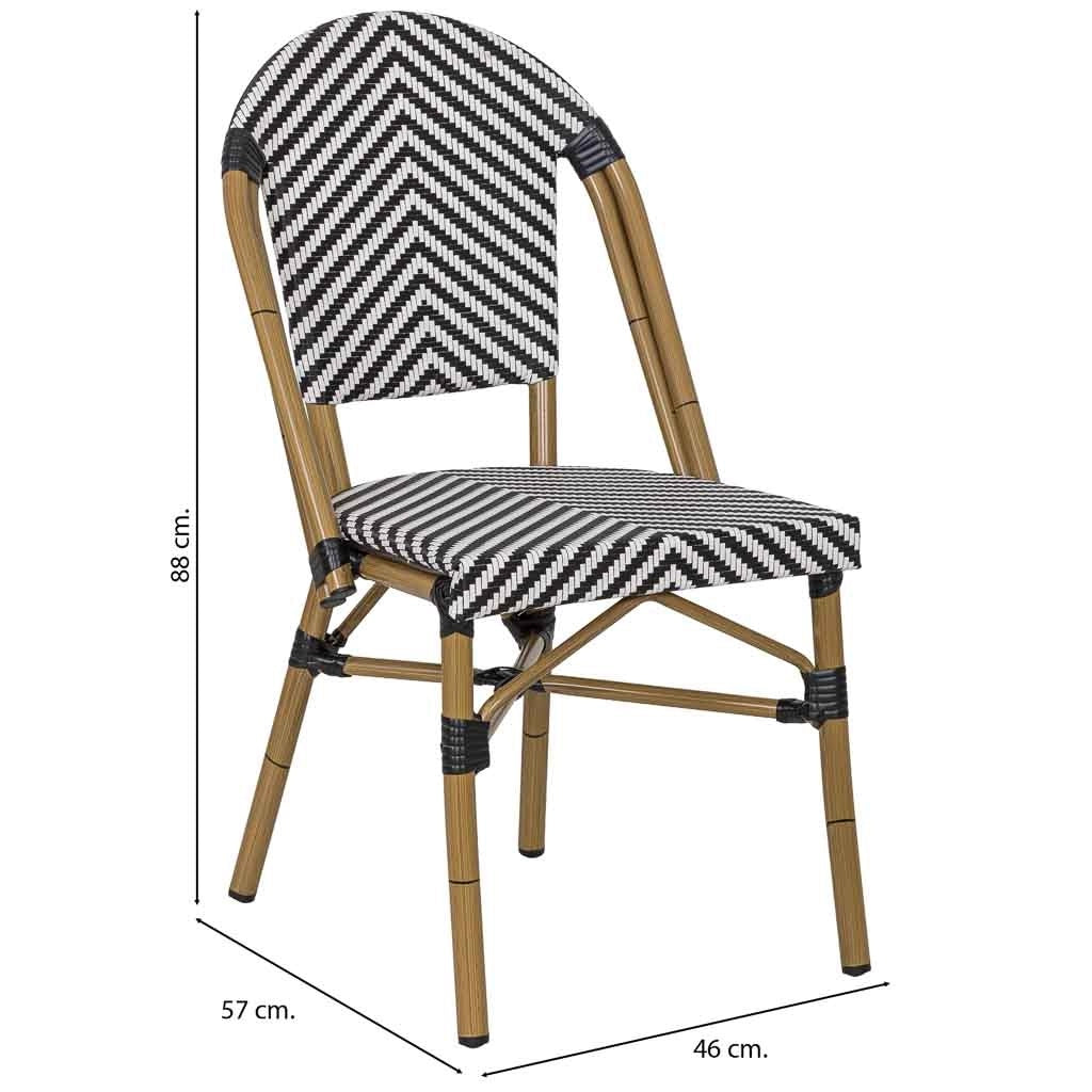 Fauteuil in rotin sintetico bianco e nero 46x57x88 cm (altezza)