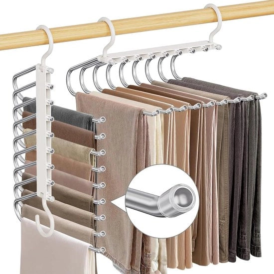 Set di appesi per abbigliamento 9 strati - spazievitore - set da 2 - acciaio inossidabile e ABS