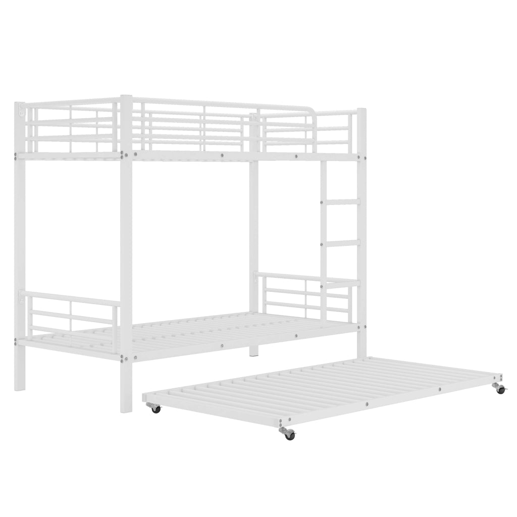Letto a Castello con Letto Estraibile ¨C MINIMAL ¨C Ferro Bianco 90x200cm