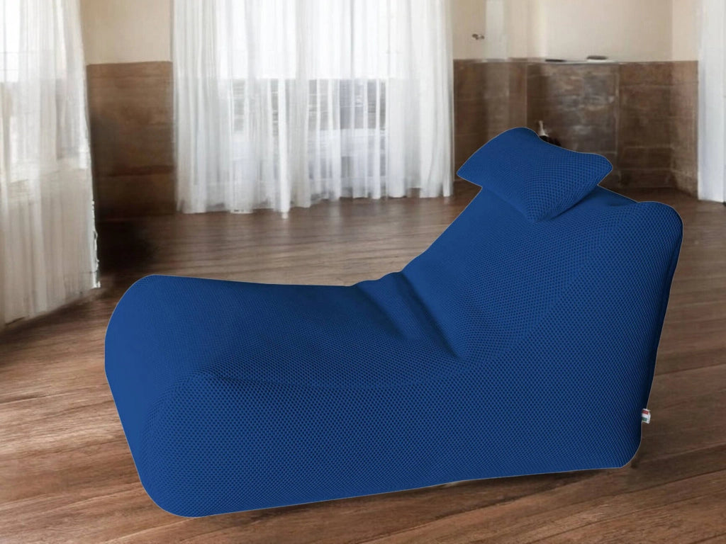 Pouf ??hck, Poltrona multiuso, Poltroncina sacco, Pouf poggiapiedi, Made in Italy, 70x120 h65 cm, Blu