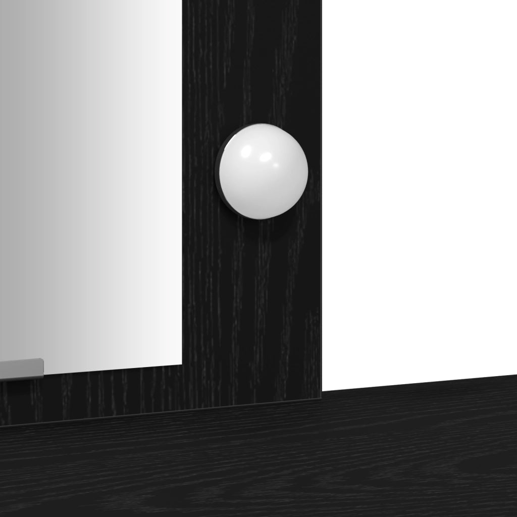 Tavolo da trucco  con luci LED Nero Rovere 102x33x135 cm