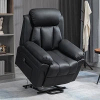 Poltrona Reclinabile Alzapersona Elettrica con Imbottitura Spessa e Telecomando, 96x93x105 cm, Nero