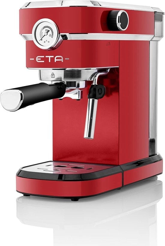 Macchina per Caffè con Filtro di Separazione Rosso - 20 Bar - Spremitore di Latte Schiumoso - 750 ml Reservorio d'Acqua