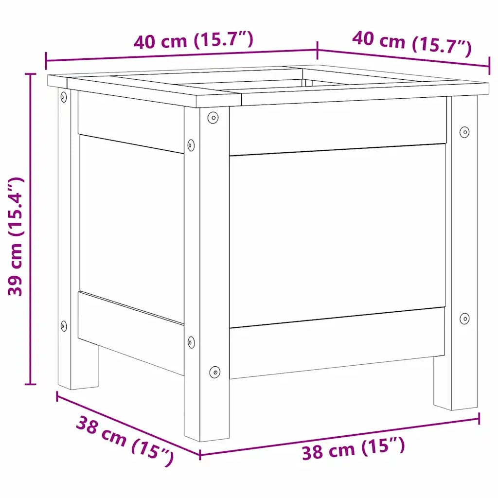 Vaso da giardino-Fioriera Esterno-Contenitore per Piante Marrone cerato 40 x 40 x 39 cm Pino massello