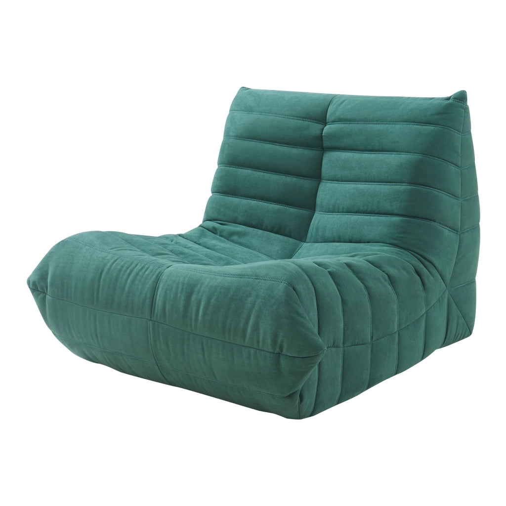 Poltrona Bassa Imbottita Kodsø con Rivestimento in Microfibra 75x90x100 cm - Verde [en.casa]