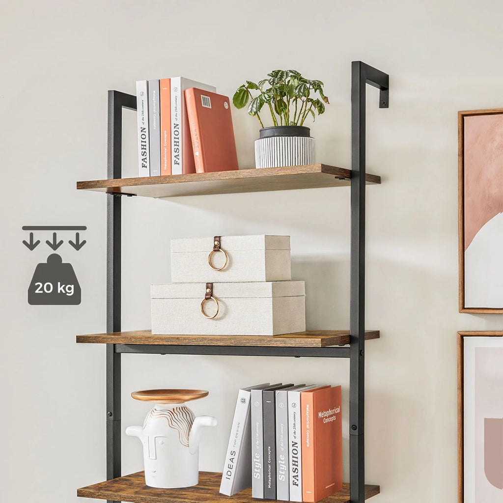 Libreria a 6 ripiani mobiletto portaoggetti per libri e decorazioni in soggiorno ufficio camera da letto 60 x 30 x 2048 cm stile industriale marrone 12_0005737