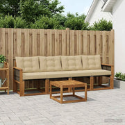 Set di divani da esterno con cuscino 5 pcs Naturale e Beige 3381757