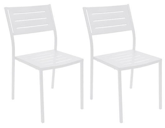 Set 2 Sedie da Giardino 46x58x84 cm in Acciaio RD Italia Dorio Bianche