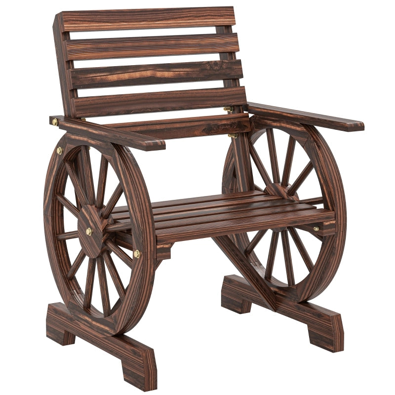 Sedia da giardino in legno con design a ruota di carro, stile rustico, colore Charcoal