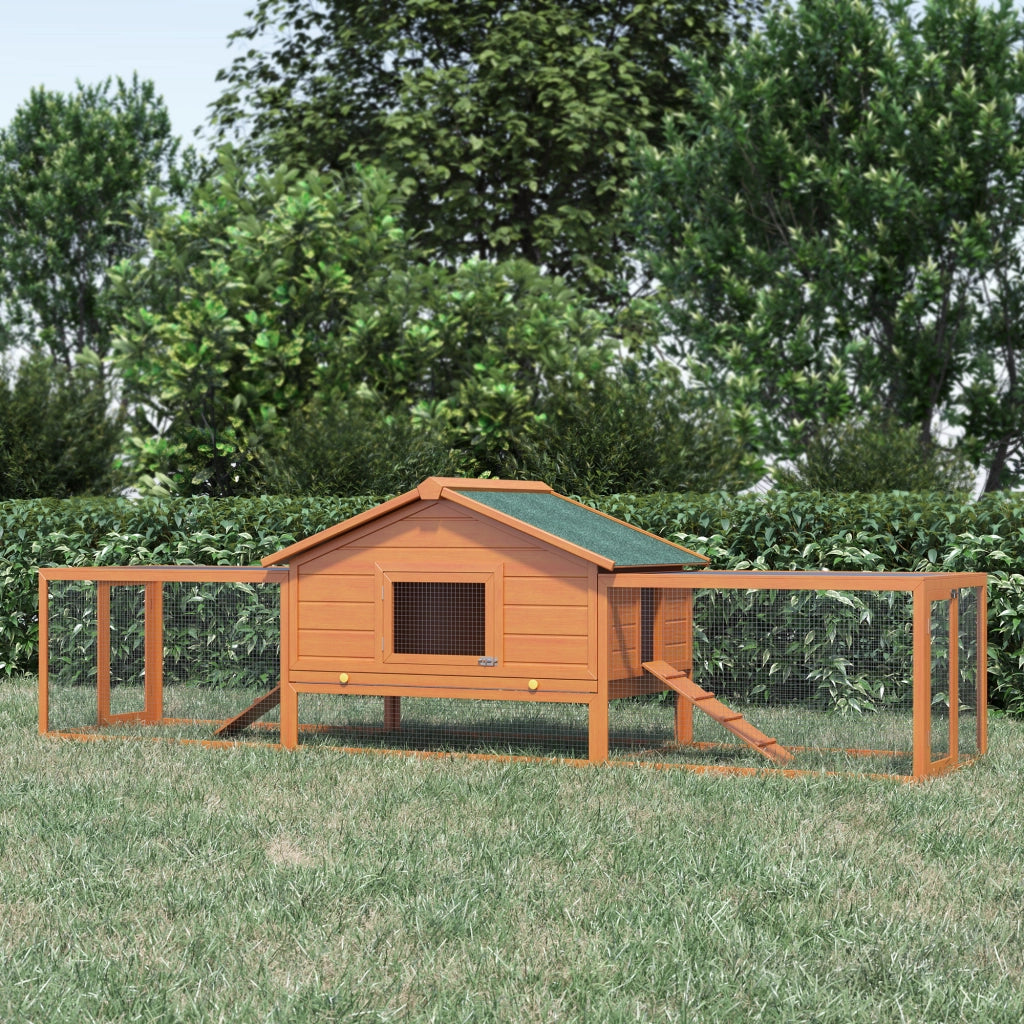 Gabbia per Animali Domestici con 2 Recinti e 2 Rampette ¨C Minimal ¨C Naturale + Verde 309x79x86 cm