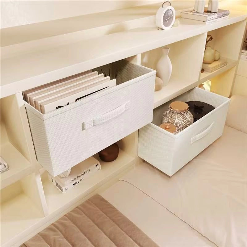 DESMIU Letto combinato 140 × 200 cm 2 posti con letto estraibile, 3 USB e Type-C, senza materasso, bianco, legno