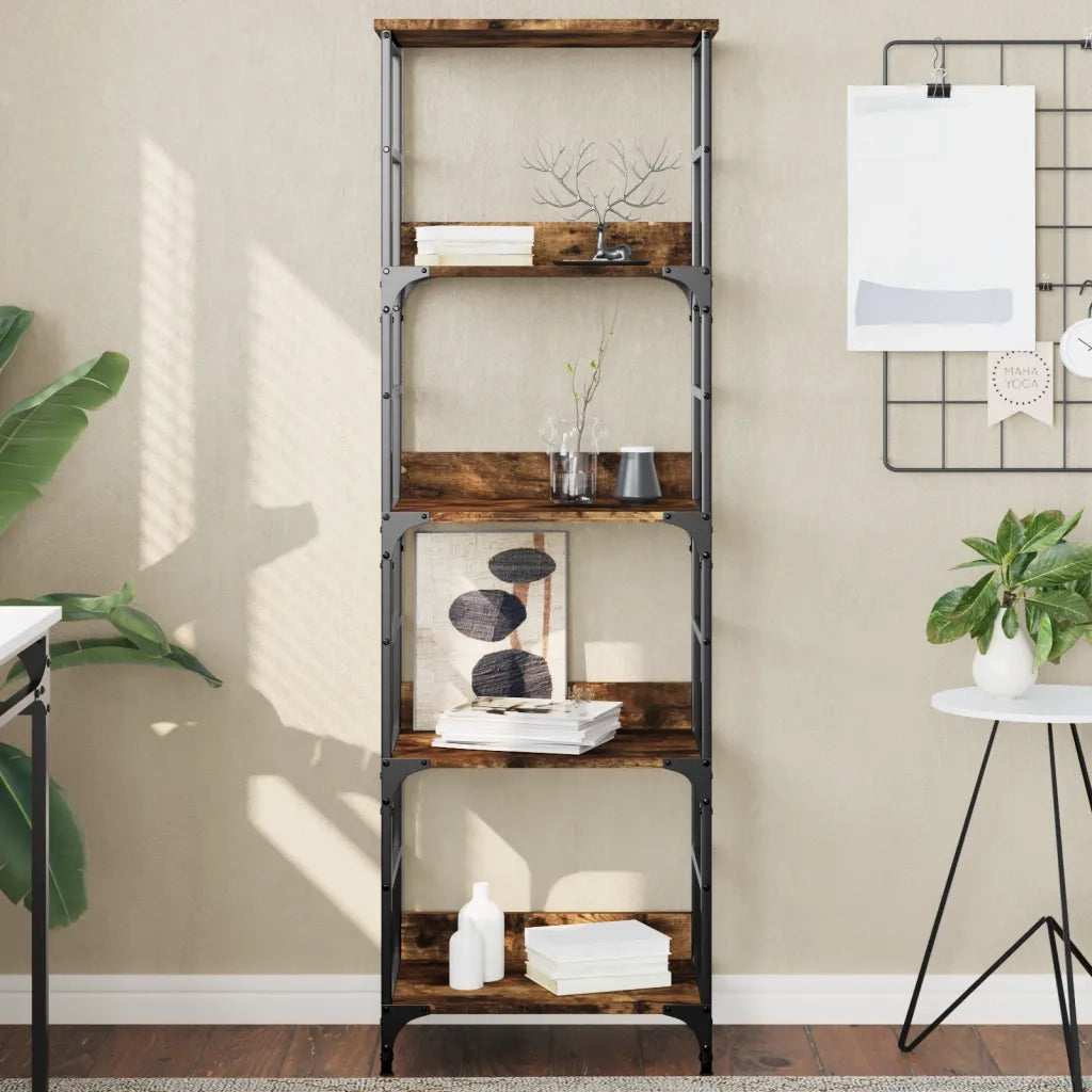 Libreria Rovere Fumo 50x33x153 cm in Legno Multistrato 835276