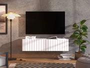 Vetto, Mobile Porta tv un Ripiano, 128x42x32h cm Bianco Crema
