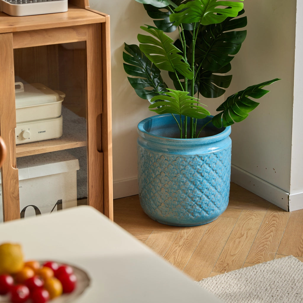 VASO in ceramica 49x49x50,5 cm Blu antico lucido