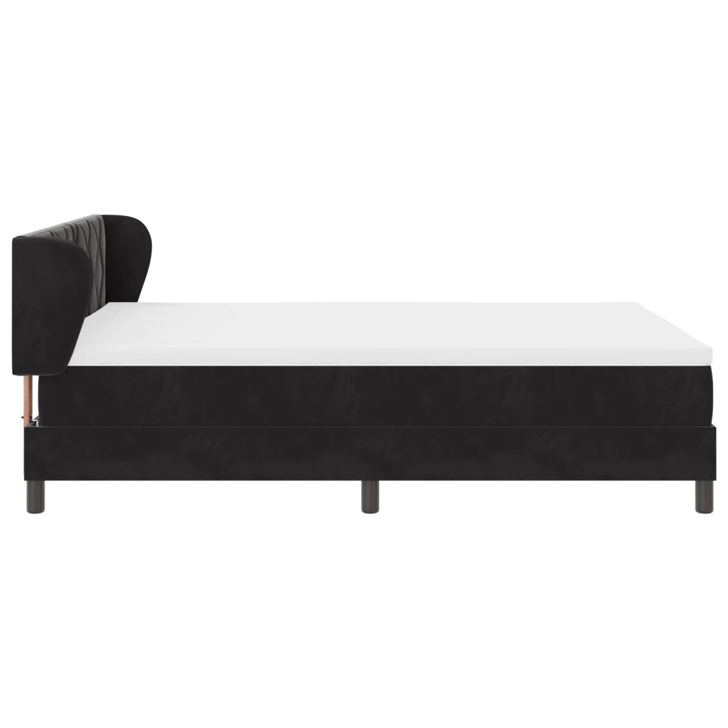 Letto Box Spring con Materasso nero 140x200 cm in Velluto