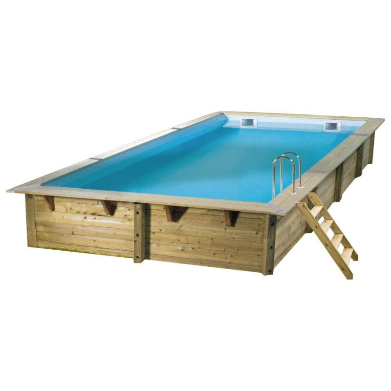 Piscina In Legno Rettangolare Northwood 650 - 6,50 X 3,50 H1,40 M - Liner Blue