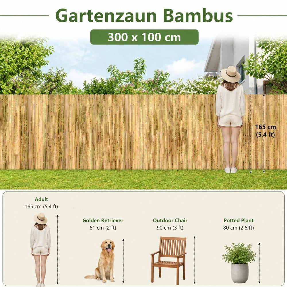 Bamboo Garden Fence 300 X 100 Cm
