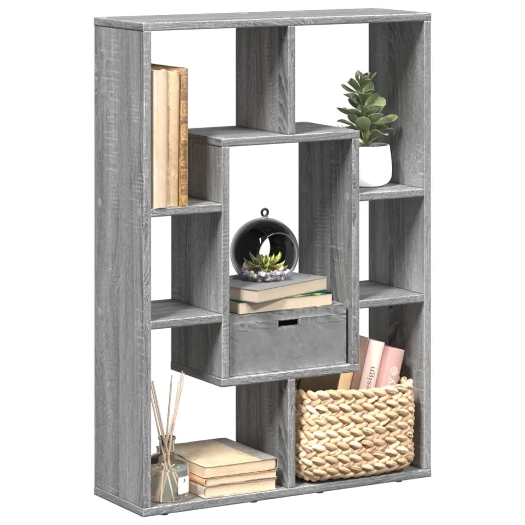 Libreria-Scaffale per Libri-Mobile di Stoccaggio Grigio Sonoma 63x20x90 cm in Truciolato
