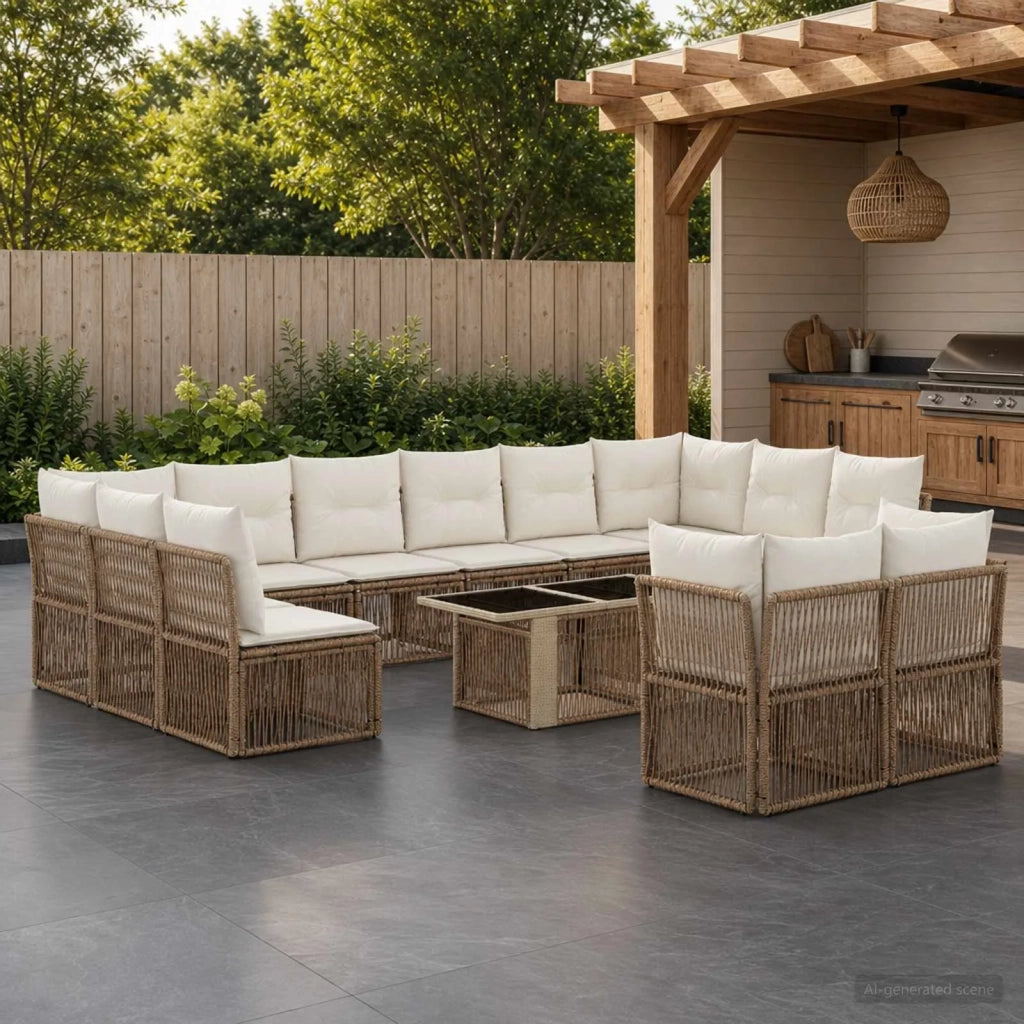 Set Divano da Giardino 13 pz Beige polyrattan 3436554