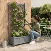 Plant Pot With Trellis Gray Solid Fir Wood