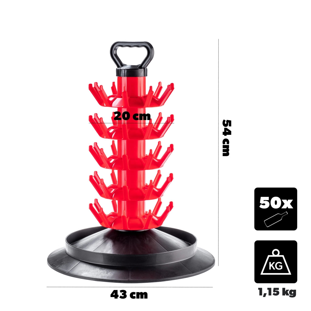 KADAX Portabottiglie modulare con scolapiatti per 50 bottiglie, grande, rosso