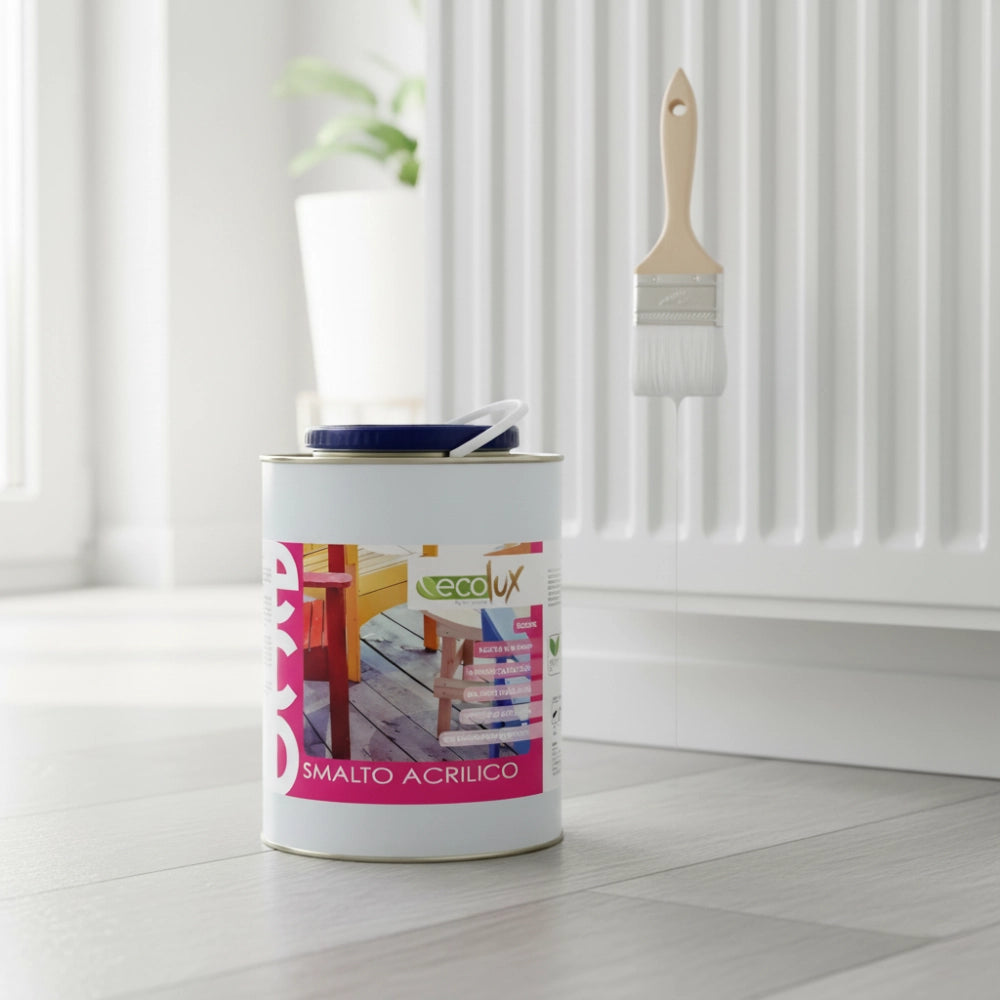 Ecolux smalto satinato acrilico ecologico per legno e metallo *** formato 2.5 lt, colore- bianco, confezione 1