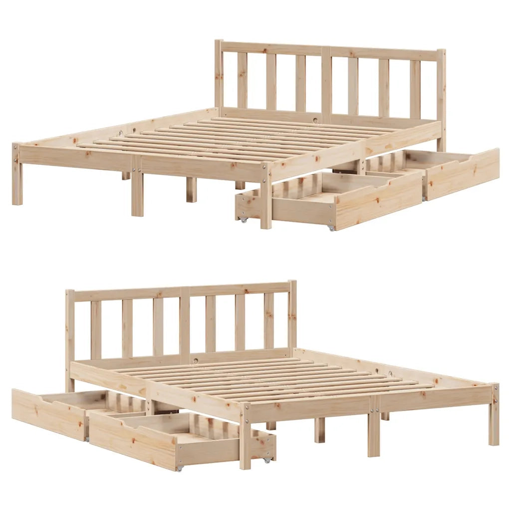Letto senza Materasso-Struttura Letto 140x190 cm in Legno Massello di Pino 907392