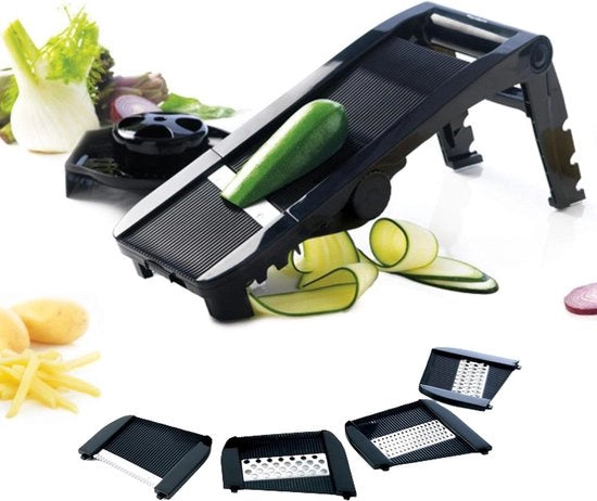 Mandolina Slicer con 5 lame intercambiabili in acciaio inox - manico antiscivolo a mano - protezione per la mano - taglia verdure e frutta - F21000