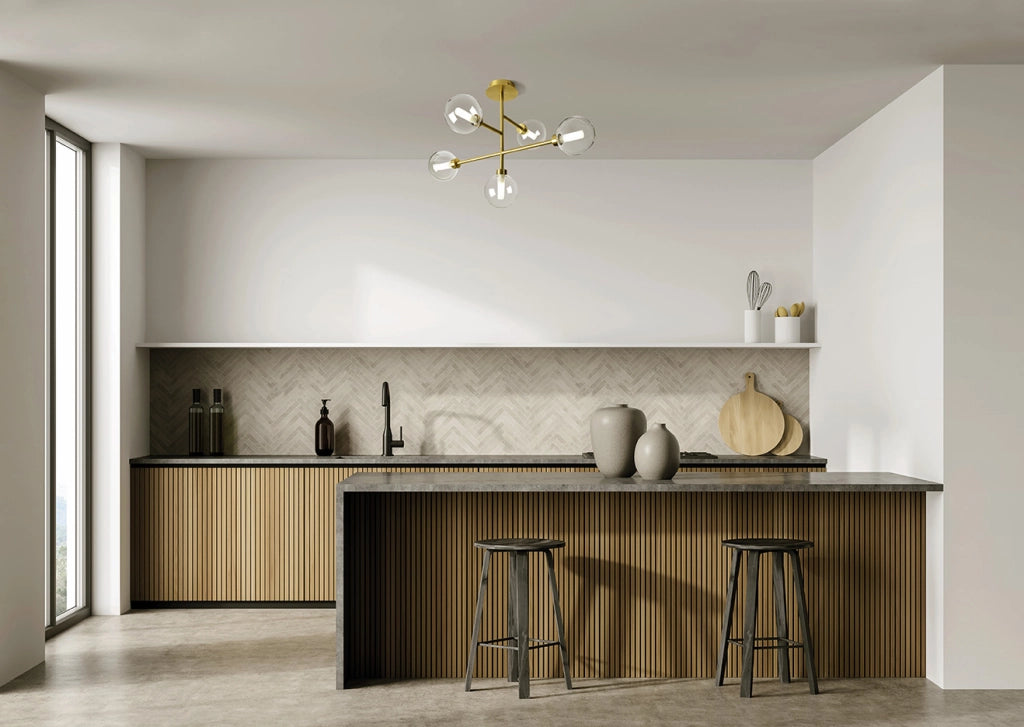 DOM LAMPADA DA SOFFITTO O PARETE 5 LUCI VETRO TRASPARENTE CICLINDRO SATINATO MONTATURA ORO ATTACCO G9