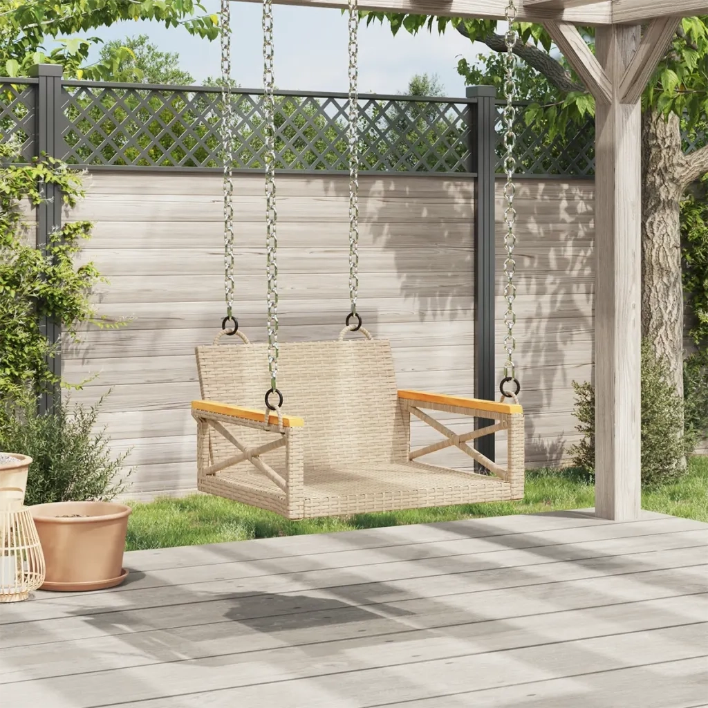 Panchina a Dondolo Beige 63x62x40 cm in Polyrattan 368172