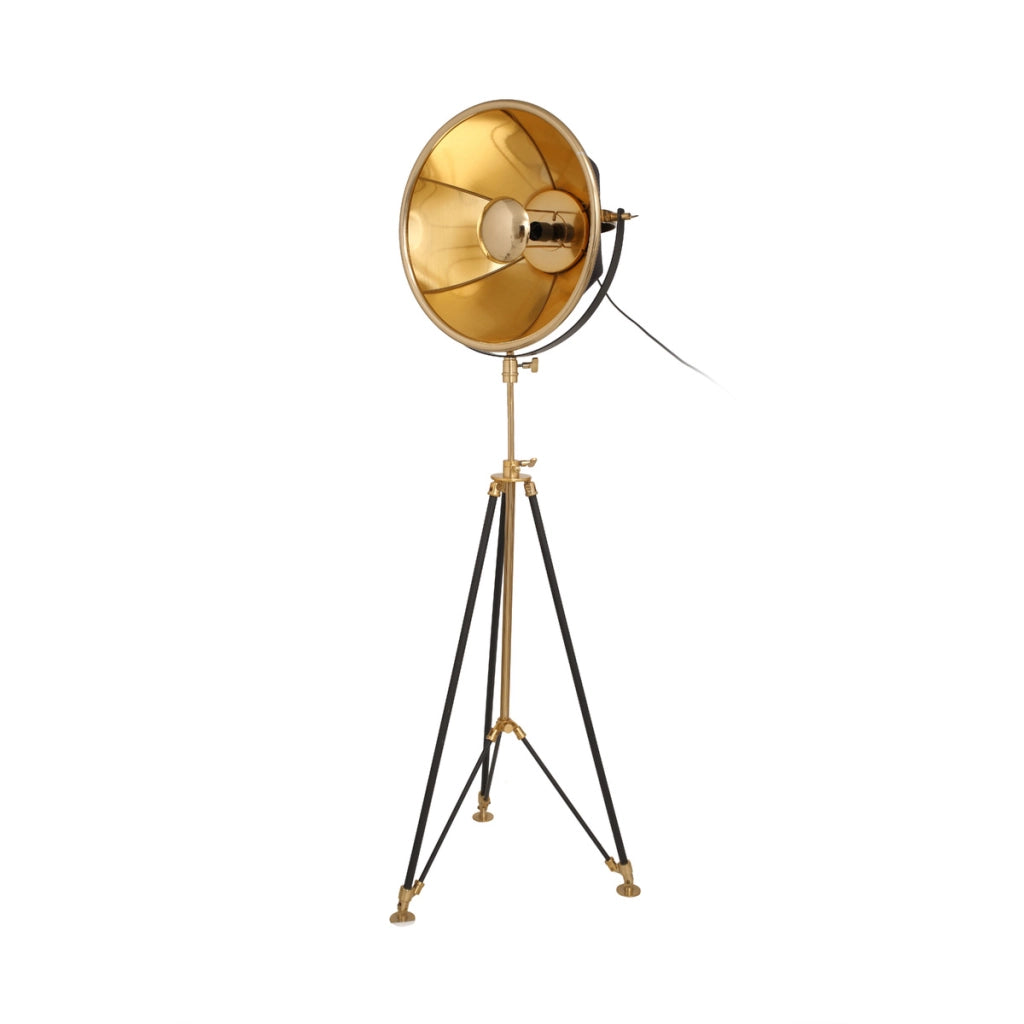 Lampada da terra a treppiede Bowie in acciaio nero e oro