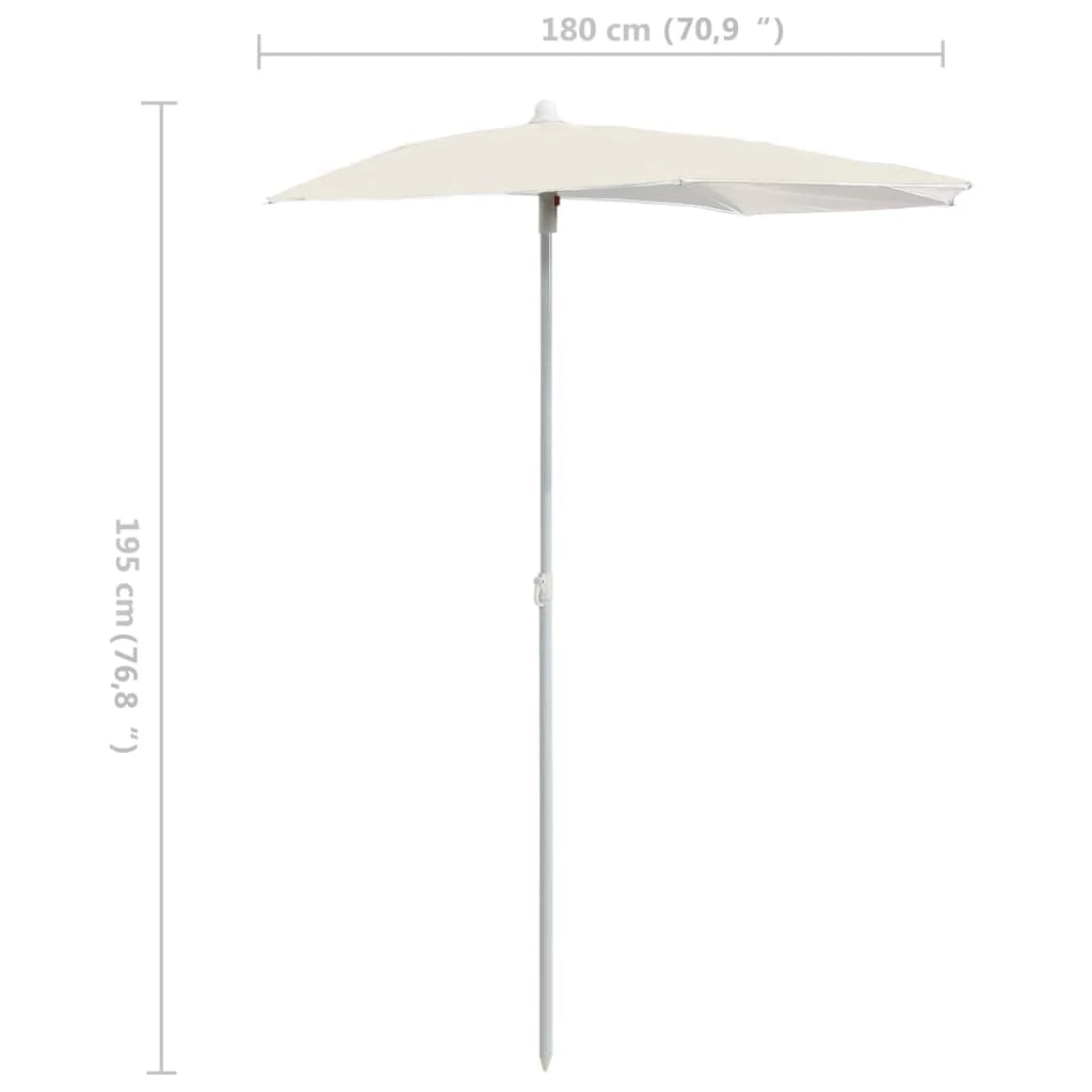 Mezzo ombrellone da giardino con palo 180 x 90 cm color sabbia 02_0007729