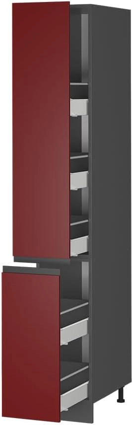 Armadio da farmacia R-Line, Rosso, 30 cm Forma a J, per la libera combinazione all'interno di sistemi cucina modulari
