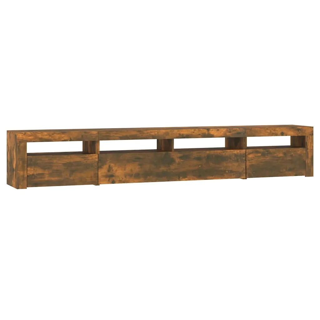 Mobile Porta TV con Luci LED Rovere Fumo 240x35x40 cm 3152727