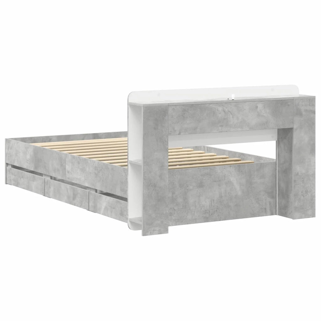 Struttura del letto con stoccaggio e testata Grigio Cemento 3433913