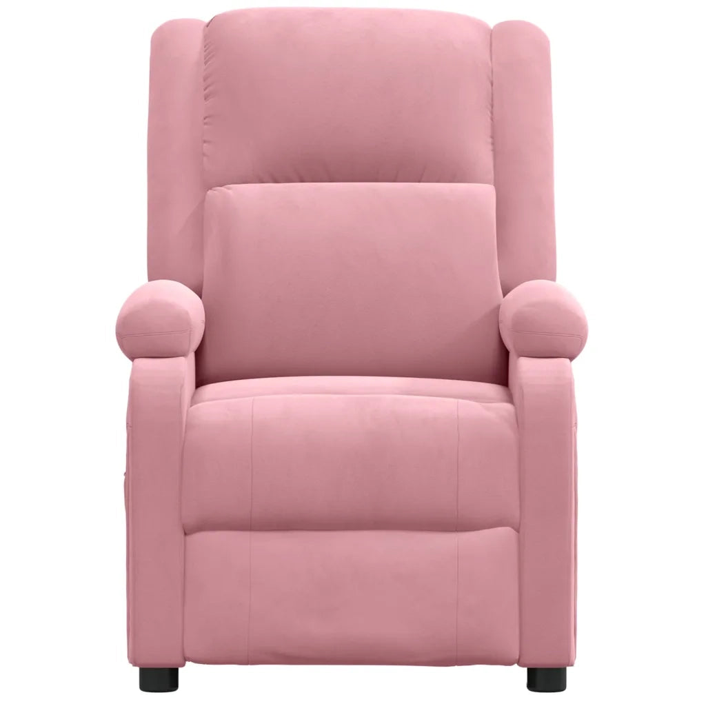 Poltrona Elettrica Reclinabile Massaggio in Velluto Rosa 3098408