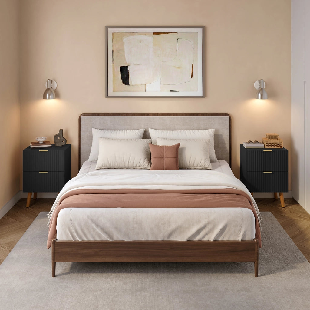 Set di 2 Comodini Nand con 2 Cassetti 55x40x30 cm Nero [en.casa]