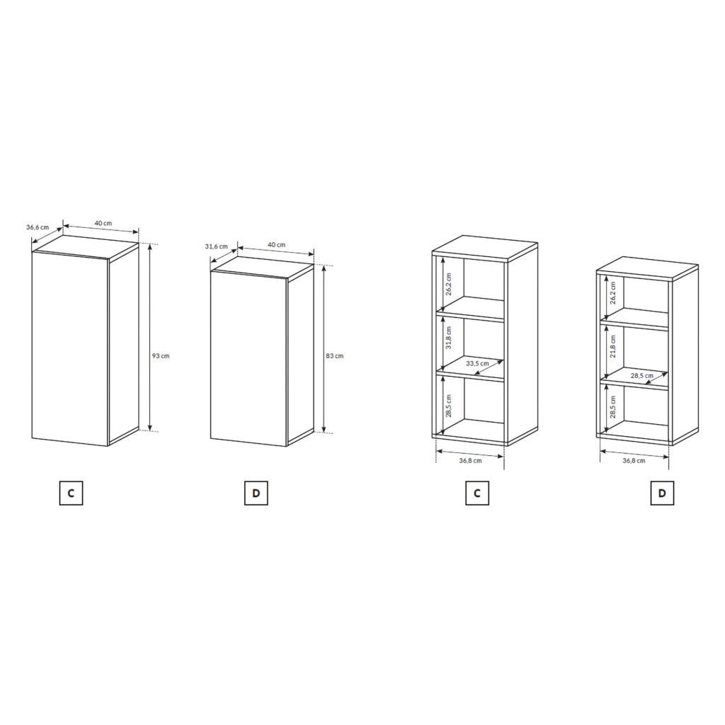 Mobile Soggiorno Kamolofa, Parete Attrezzata Modulabile, Bianco