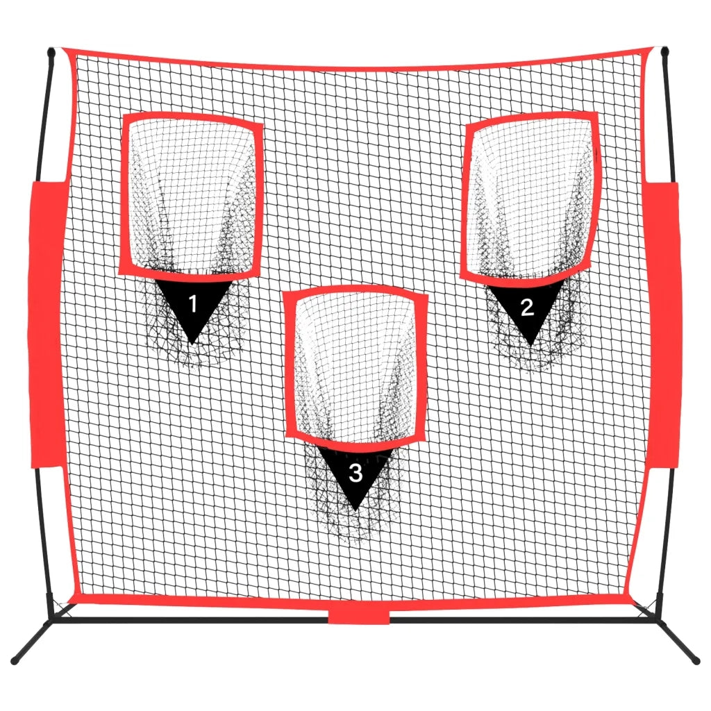 Rete Baseball Portatile Nera e Rossa 183x105x183 cm Poliestere CFW3563826