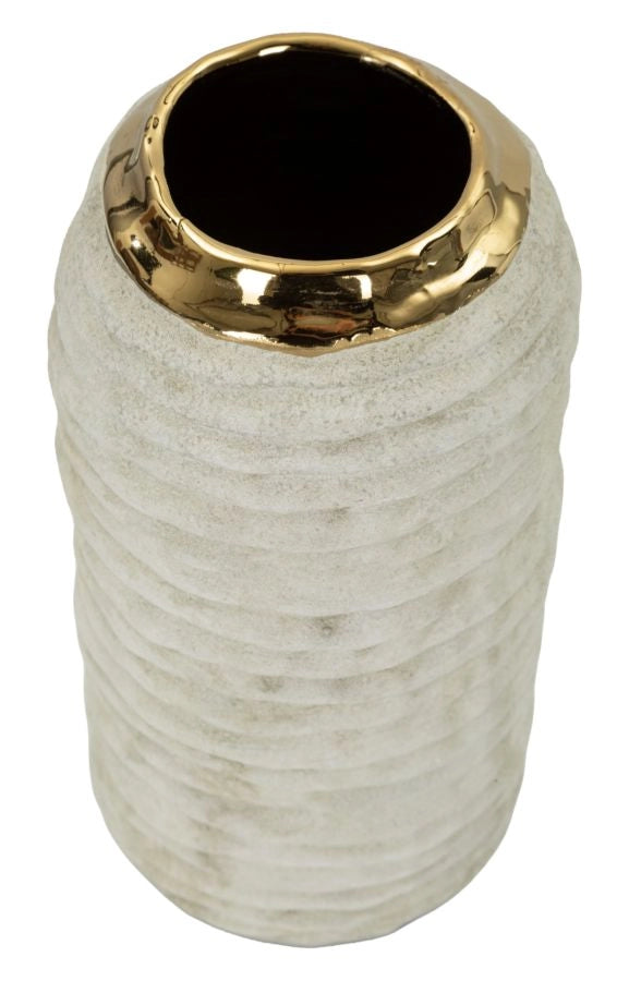 Vaso Lima Ø12,5x25 cm in Ceramica Grigio e Oro