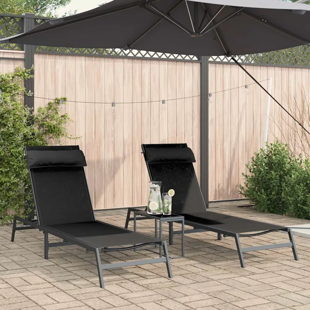 Lettini Sole 2-persona 3 pcs Nero e antracite Acciaio