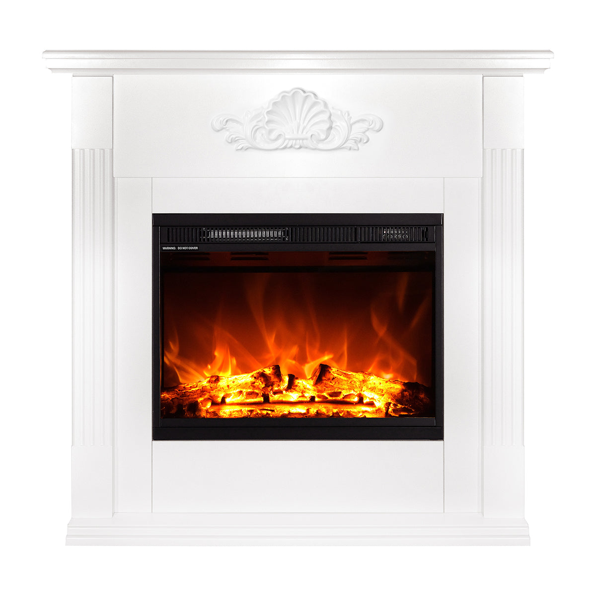 Camino Elettrico da Pavimento 100x100x32 cm Effetto Fiamma 1500W Sofia & Lorance Bianco