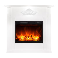 Camino Elettrico da Pavimento 100x100x32 cm Effetto Fiamma 1500W Sofia & Lorance Bianco