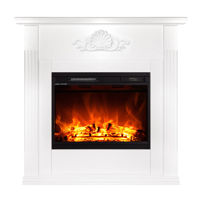 Camino Elettrico da Pavimento 100x100x32 cm Effetto Fiamma 1500W Sofia & Lorance Bianco